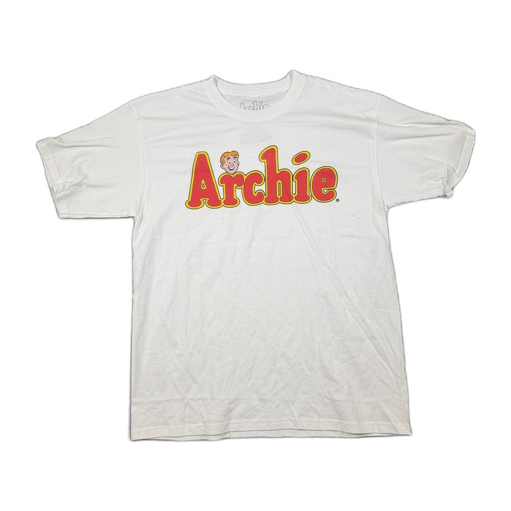 Archie Comics Mens Large White Graphic T-Shirt Retro Logo Short Sleeve Tee 2019